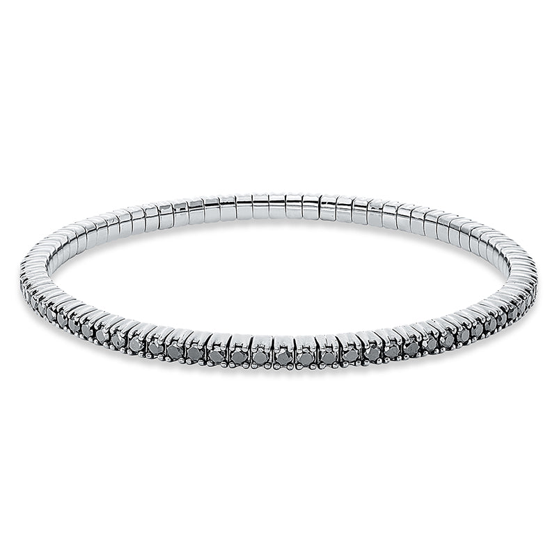 Armband 4er-Krappe 18 kt WG. Flex-Band. variabel. 79 Brillanten 2.76 ct. schwarz. B:3.3 mm. L:17.0 cm