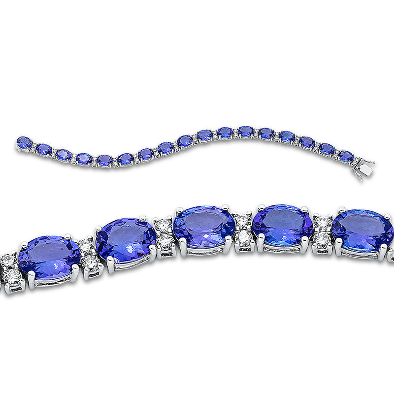 Armband 14 kt WG, 34 Brill. 2,01 ct, TW-si, 17 Tansanit 27,87 ct blau