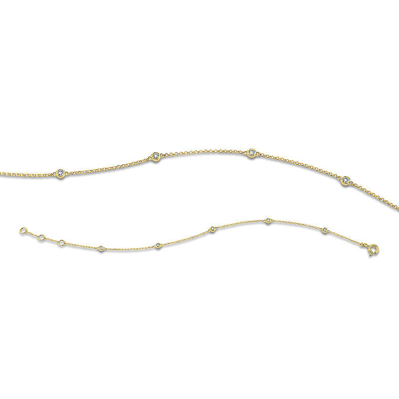 Armband 18 kt GG, mit ZÖ 15.5 cm + 16.5 cm, 5 Brill. 0,13 ct, TW-si