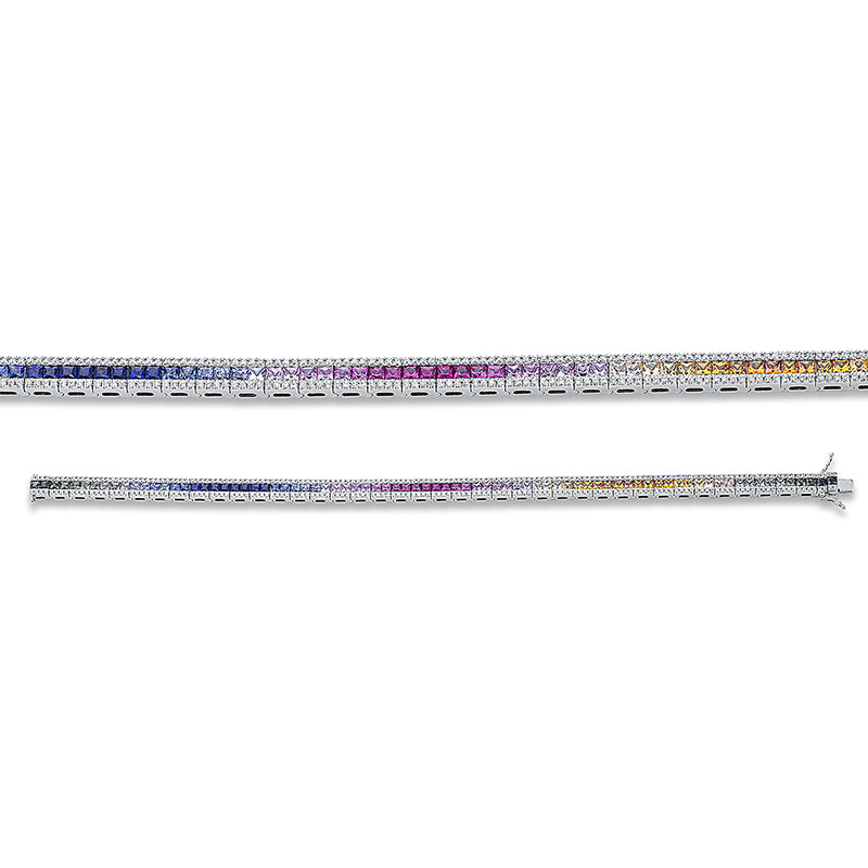 Armband 18 kt WG, 320 Brill. 1,28 ct, TW-si, 80 Saphire 5,92 ct multicolor
