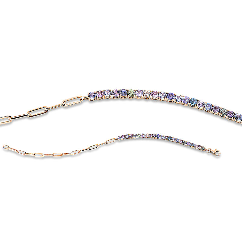 Armband 18 kt RG, 23 Saphire 3,17 ct multicolor