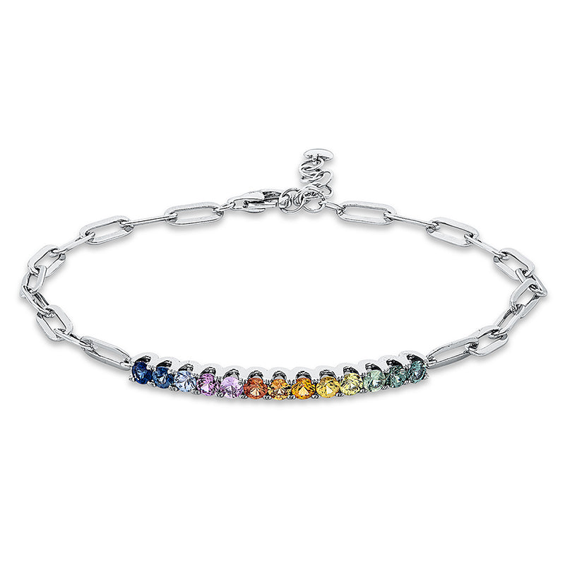 Armband 18 kt WG, 13 Saphire 1,36 ct multicolor