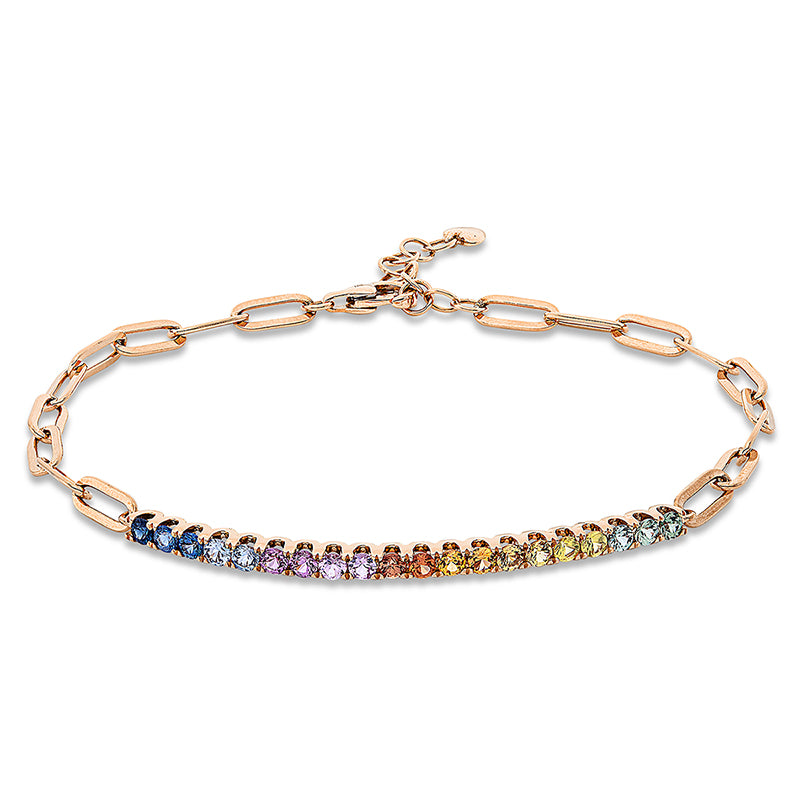 Armband 18 kt RG, 20 Saphire 1,26 ct multicolor
