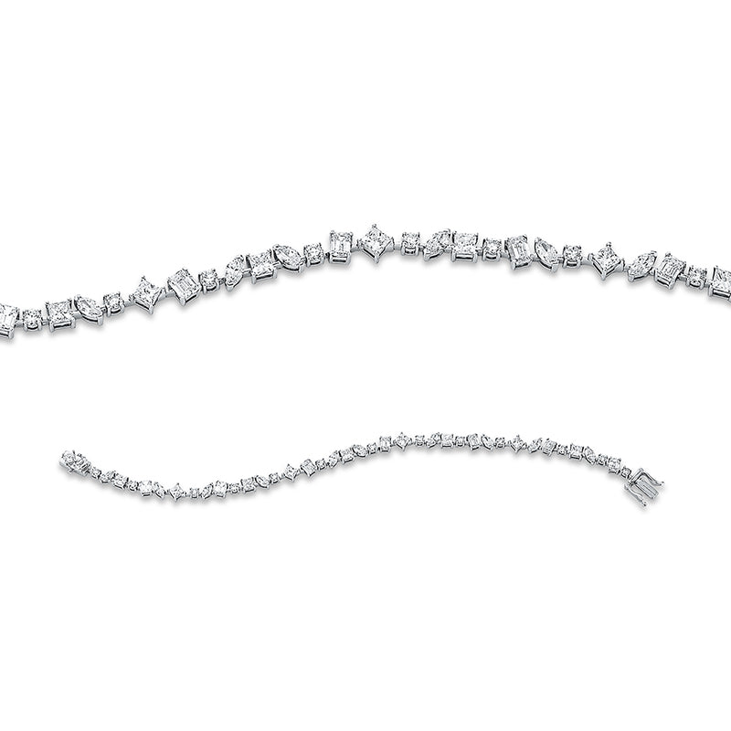 Armband 18 kt WG, 10 Nav. 1,21 ct, TW-si, 10 Princ. 1,85 ct, TW-si, 8 Sm.schliff 2,02 ct, TW-si, 13 Brill. 0,86 ct, TW-si