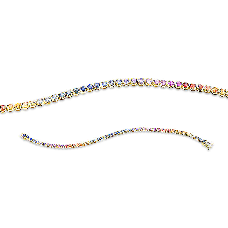 Armband 18 kt GG. 52 Saphire 4.23 ct fancy. B:3.2 mm. L:18.0 cm. S:2.7 mm