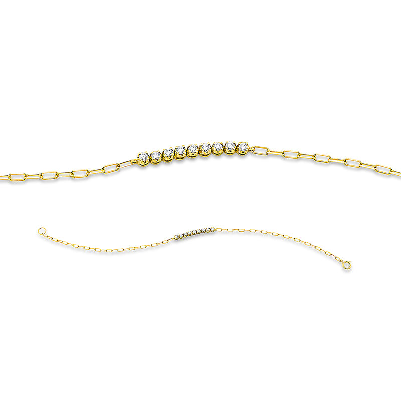 Armband 18 kt GG, 9 Brill. 0,19 ct, TW-si