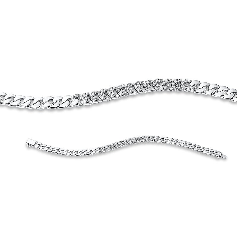 Armband 18 kt WG. 78 Brillanten 1.23 ct. TW-si. H:6.1 mm. B:2.9 mm. L:17.8 cm