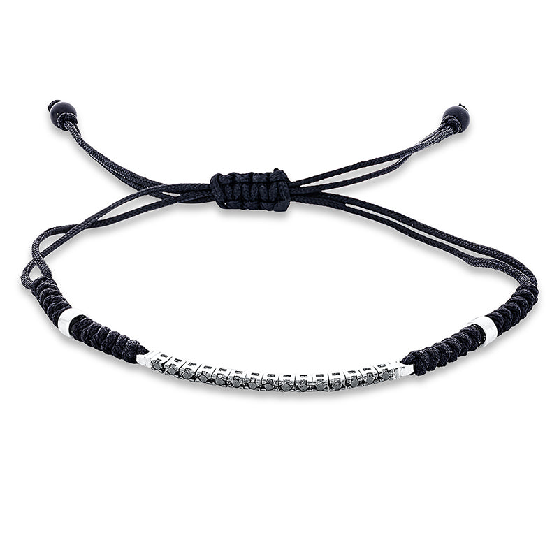 Armband 18 kt WG, Fassung schwarz rhodiniert, 15 Brill. 0,25 ct, schwarz, 2 Onyx 0,81 ct schwarz