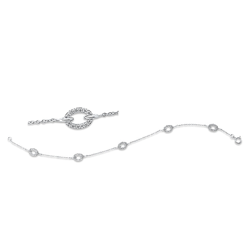 Armband 18 kt WG. 60 Brillanten 0.30 ct. TW-si. H:13.8 mm. B:5.4 mm. L:19.0 cm. S:2.1 mm
