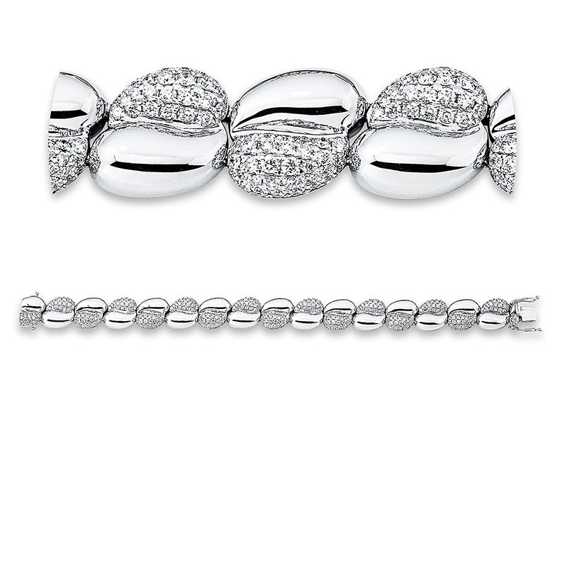 Armband 18 kt WG, 340 Brill. 4,39 ct, TW-si, 163 Brill. 1,06 ct, TW-si