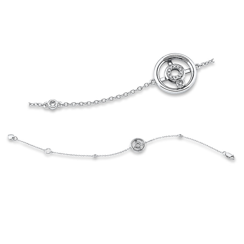 Armband 18 kt WG, 3 Brill. 0,05 ct, TW-si, 11 Brill. 0,02 ct, TW-si