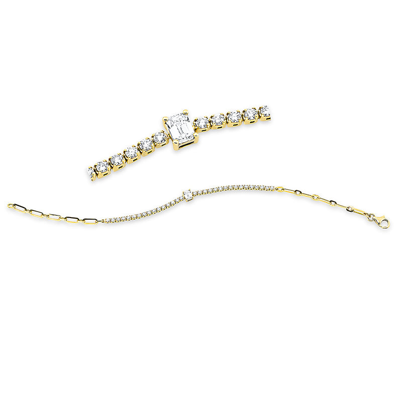 Armband 18 kt GG, 1 Sm.schliff 0,30 ct, TW-si, 32 Brill. 0,82 ct, TW-si