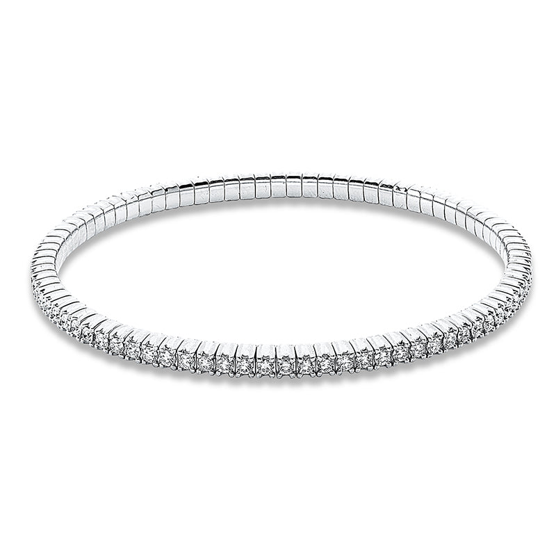 Armband 18 kt WG, Flex-Band, variabel, rhodinier, 82 Brill. 2,41 ct, TW-si