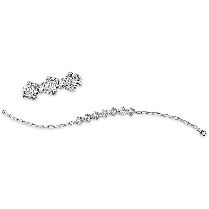Armband 18 kt WG, 27 Bag. 1,17 ct, TW-si, 42 Brill. 0,50 ct, TW-si