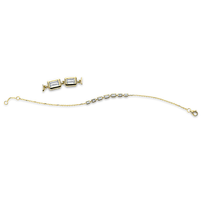 Armband 18 kt GG, mit ZÖ 16.5 cm, 14 Bag. 0,39 ct, TW-si