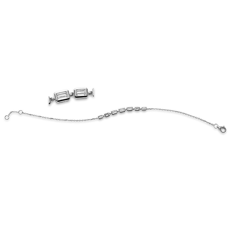 Armband 18 kt WG, mit ZÖ 16.5 cm, 14 Bag. 0,40 ct, TW-si
