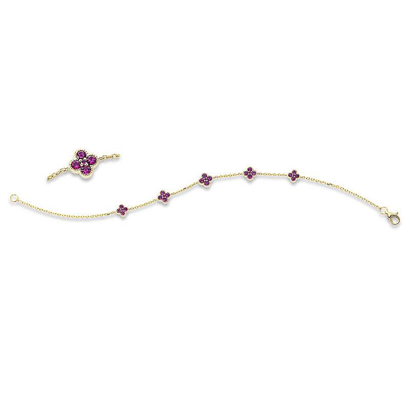Armband 18 kt GG, 25 Rubine 0,80 ct rot