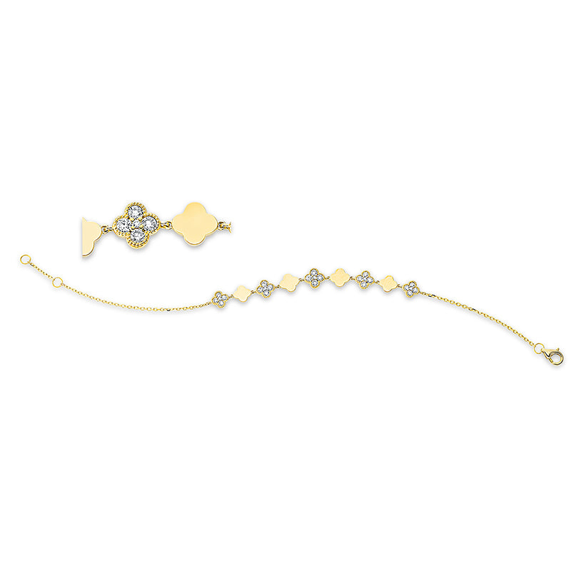 Armband 18 kt GG. mit ZÖ 16.5 cm. 16 Brillanten 0.50 ct. TW-si. 4 Brillanten 0.17 ct. TW-si. 5 Brillanten 0.03 ct. TW-si. B:6.1 mm. L:17.8 cm. S:2.2 mm