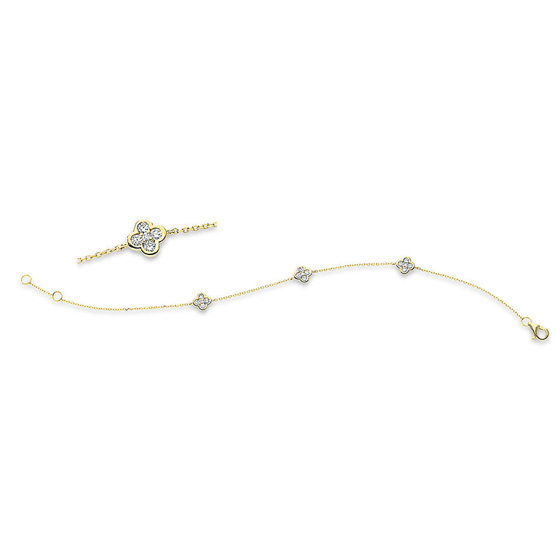 Armband 18 kt GG, mit ZÖ 16.5 cm, 12 Brill. 0,35 ct, TW-si, 3 Brill. 0,02 ct, TW-si
