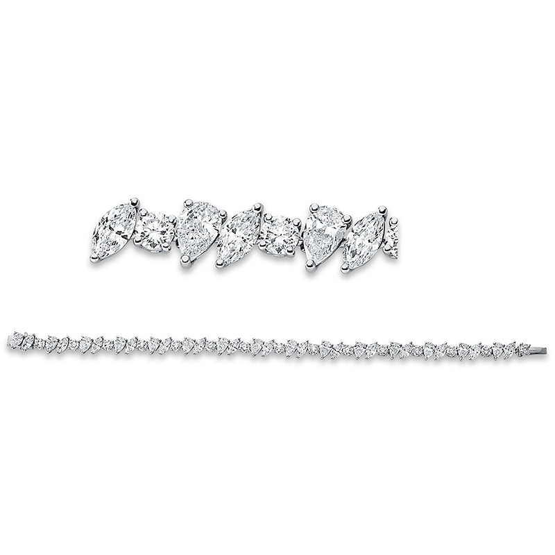 Armband 18 kt WG, 15 Nav. 3,58 ct, F-vsi, 15 Princ. 4,62 ct, F-vsi, 15 Brill. 2,75 ct, F-vsi