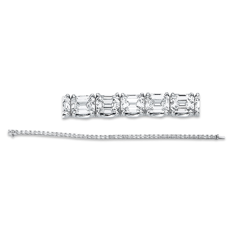 Armband 18 kt WG. 23 Sm.schliff 4.36 ct. D-vsi. 24 Sm.schliff 4.52 ct. TW-vsi. B:3.4 mm. L:17.8 cm. S:3.4 mm