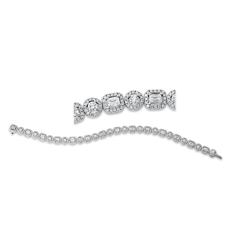 Armband 18 kt WG. 14 Sm.schliff 2.27 ct. TW-vsi. 434 Brillanten 2.69 ct. TW-si. B:5.8 mm. L:17.1 cm. S:3.7 mm