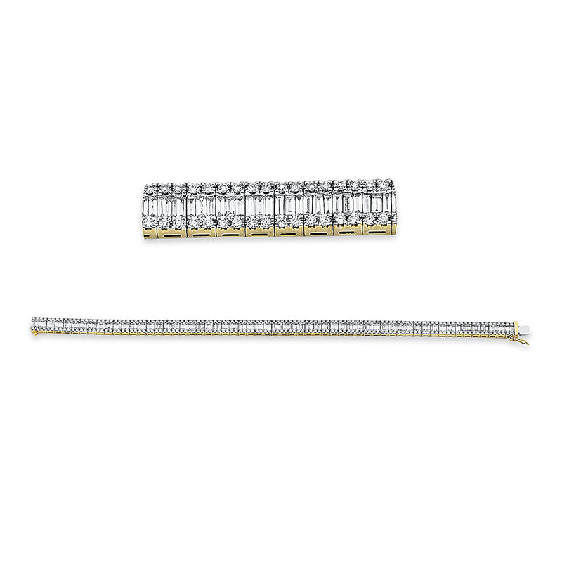 Armband 18 kt GG. 174 Baguette 2.33 ct. TW-si. 232 Brillanten 1.41 ct. TW-si. L:18.0 cm