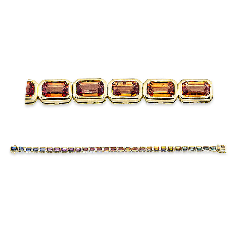 Armband 18 kt GG. 29 Saphire 10.76 ct fancy. L:18.0 cm