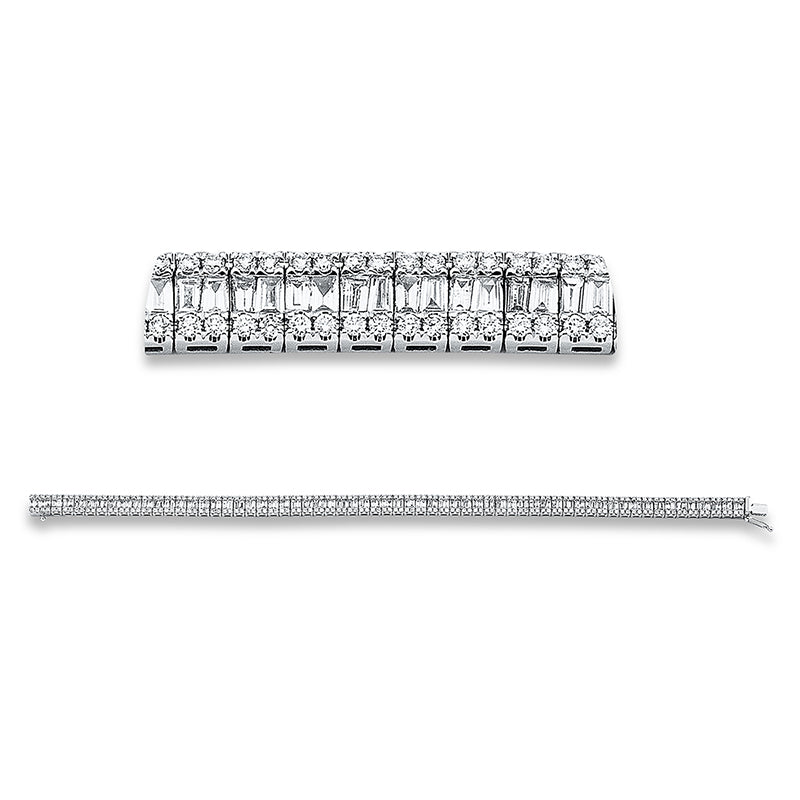 Armband 18 kt WG. 126 Baguette 3.30 ct. TW-si. 252 Brillanten 1.76 ct. TW-si. L:18.0 cm