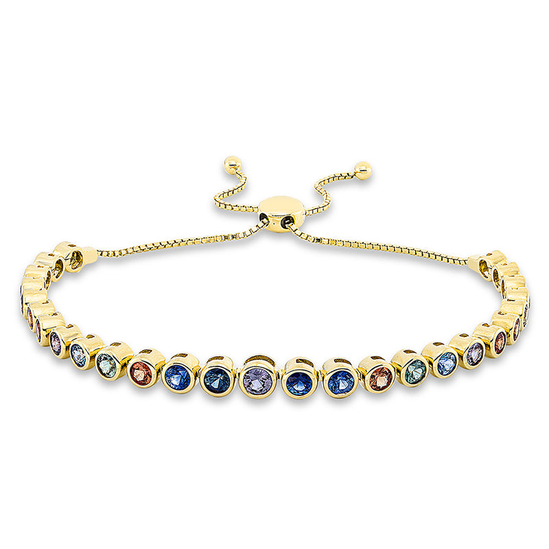 Armband 18 kt GG. verstellbar. 27 Saphire 4.44 ct multicolor. L:25.0 cm