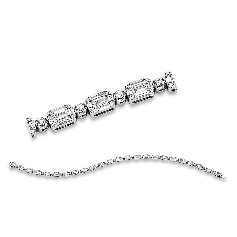 Armband 18 kt WG, 120 Trap. 2,66 ct, TW-si, 119 Brill. 0,85 ct, TW-si