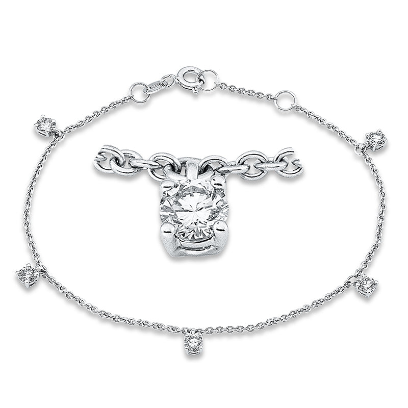 Armband 18 kt WG, mit ZÖ 15 cm, 5 Brill. 0,50 ct, TW-si