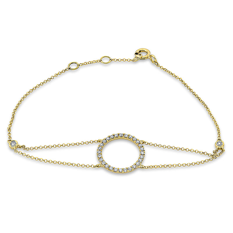 Armband 18 kt GG, mit ZÖ 15.5 cm + 16.5 cm, 30 Brill. 0,30 ct, TW-si