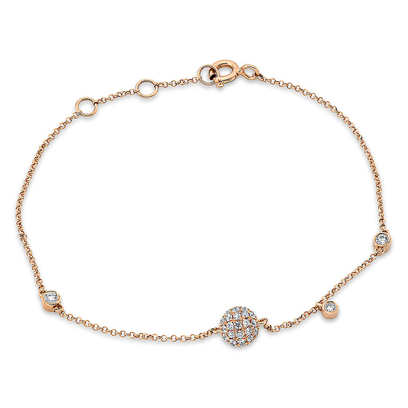 Armband 18 kt RG, mit ZÖ 15.5 cm + 16.5 cm, 2 Brill. 0,08 ct, TW-si, 49 Brill. 0,37 ct, TW-si