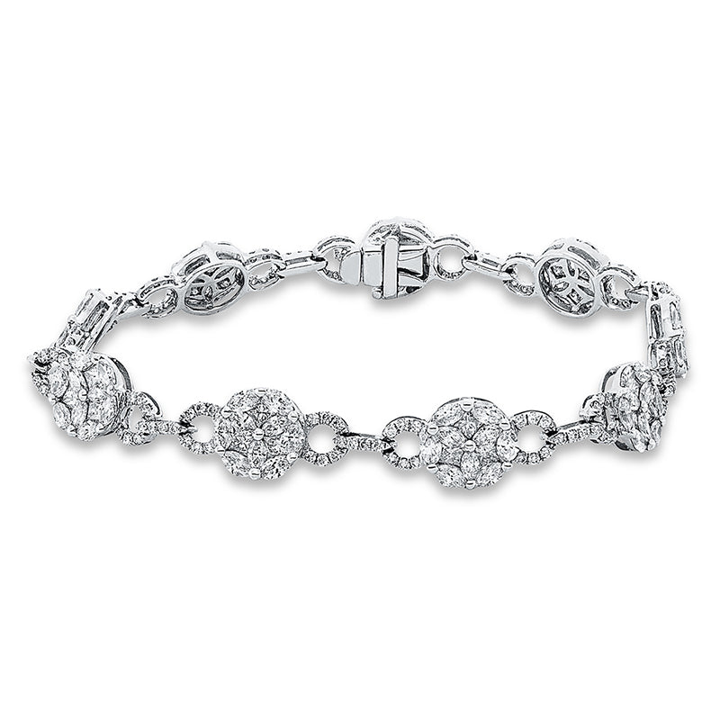 Armband 18 kt WG, 81 Nav. 3,50 ct, TW-si, 27 Princ. 1,28 ct, TW-si, 146 Brill. 0,77 ct, TW-si