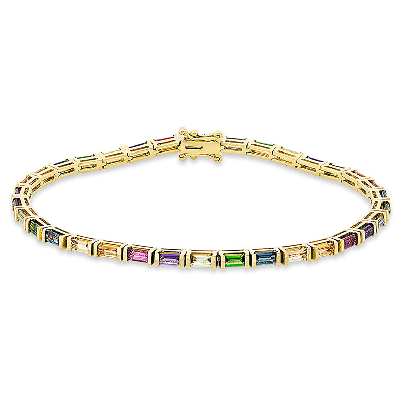 Armband 18 kt GG, 34 Farbsteine 3,79 ct multicolor