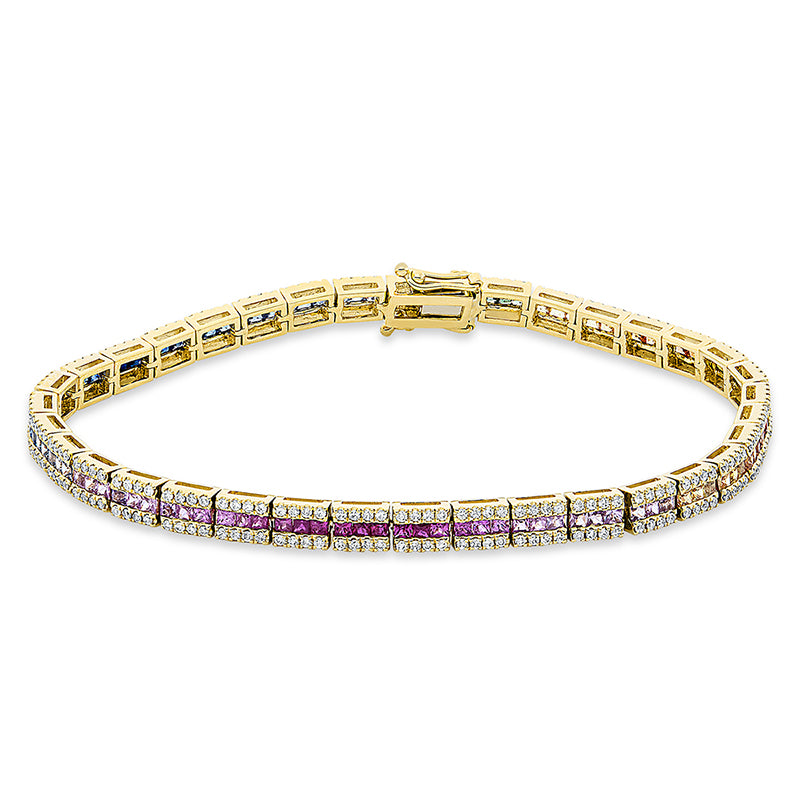 Armband 18 kt GG, 282 Brill. 1,17 ct, TW-si, 106 Saphire 3,04 ct fancy