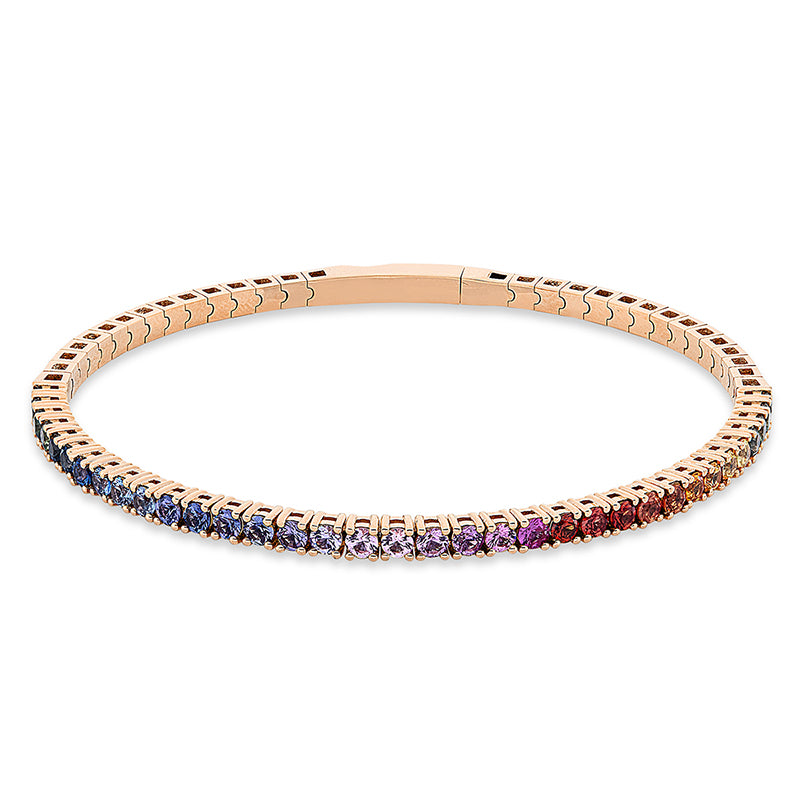 Armband 18 kt RG, Titan-Feder, 35 Saphire 2,82 ct fancy