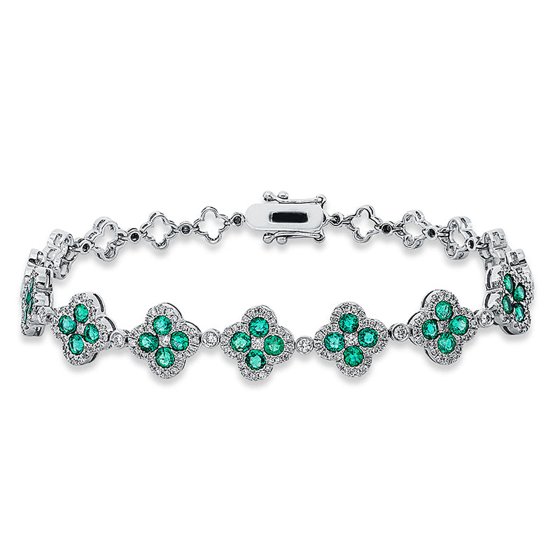 Armband 18 kt WG, 183 Brill. 0,82 ct, TW-si, 28 Smaragde 1,72 ct grün