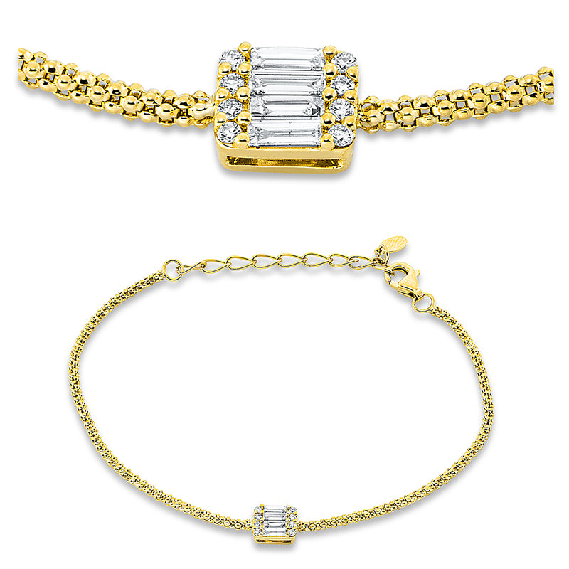 Armband 18 kt GG, 4 Bag. 0,14 ct, TW-si, 8 Brill. 0,05 ct, TW-si