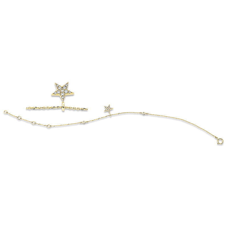 Armband 18 kt GG Stern. 13 Brillanten 0.09 ct. W-si. L:18.0 cm