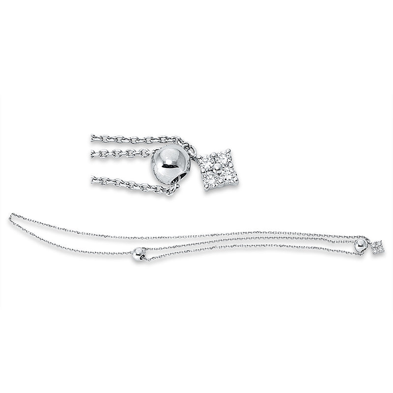 Fußkette 18 kt WG, 4 Brill. 0,07 ct, W-si