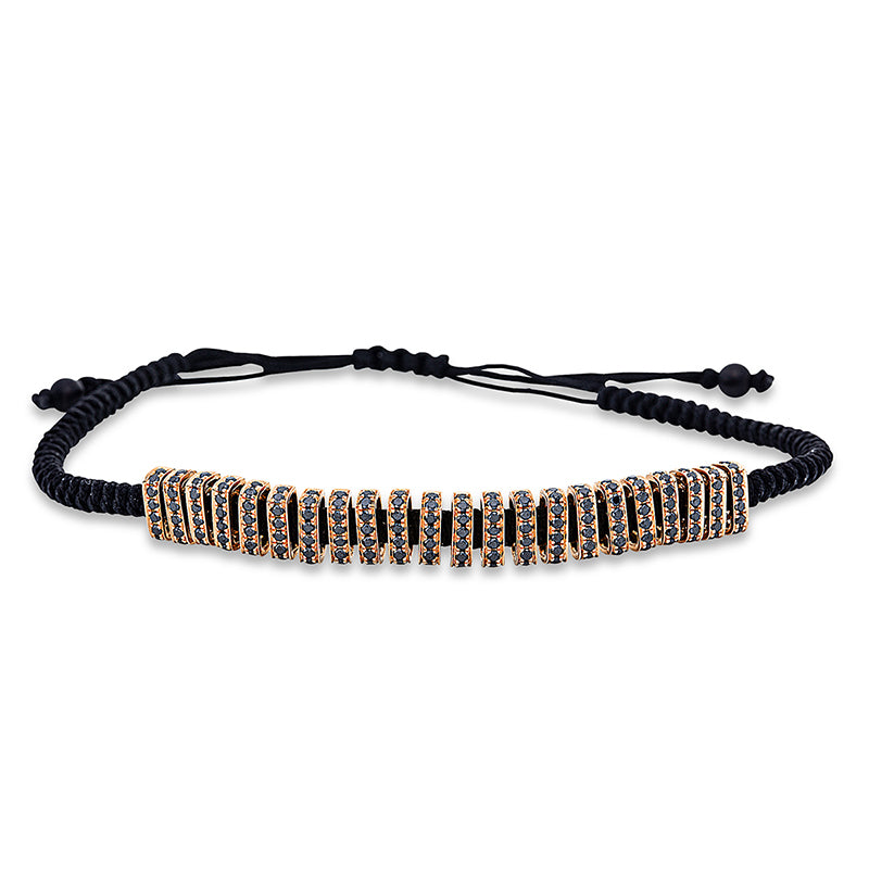 Armband 18 kt RG, schwarz rhodiniert, 176 Brill. 1,22 ct, schwarz, 2 Onyx 0,91 ct schwarz