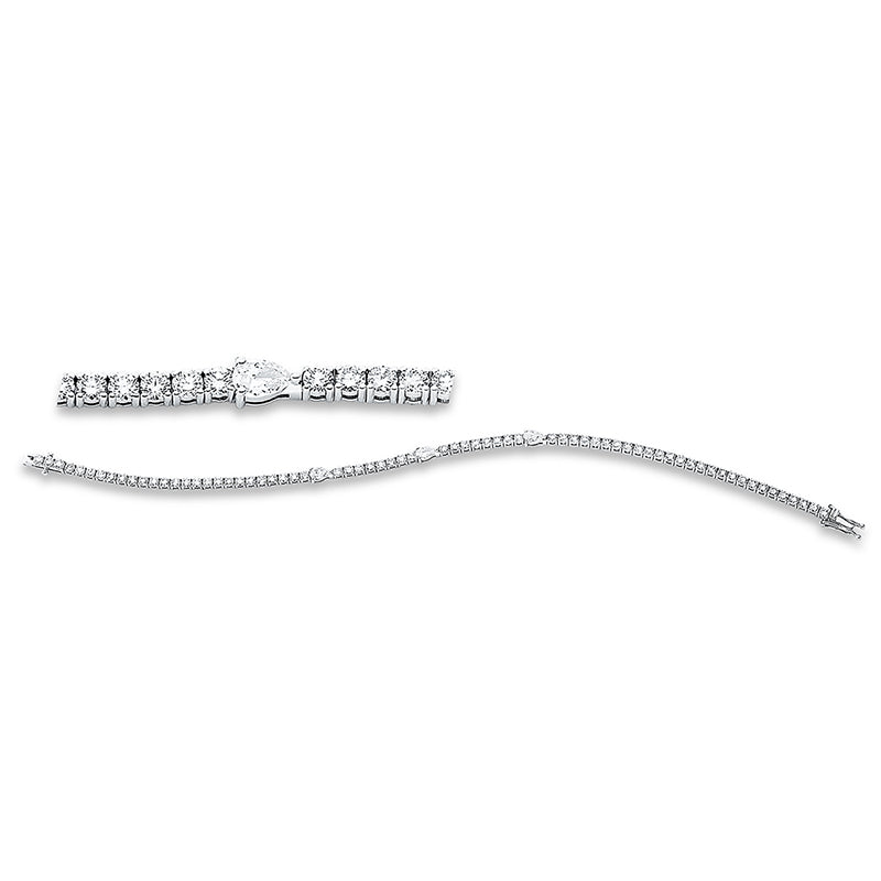 Armband 18 kt WG, 3 Tropfen 0,45 ct, W-pi, 69 Brill. 3,20 ct, W-pi
