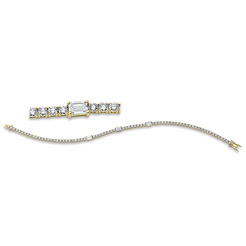 Armband 18 kt GG, 3 Sm.schliff 0,75 ct, W-pi, 70 Brill. 3,26 ct, W-pi