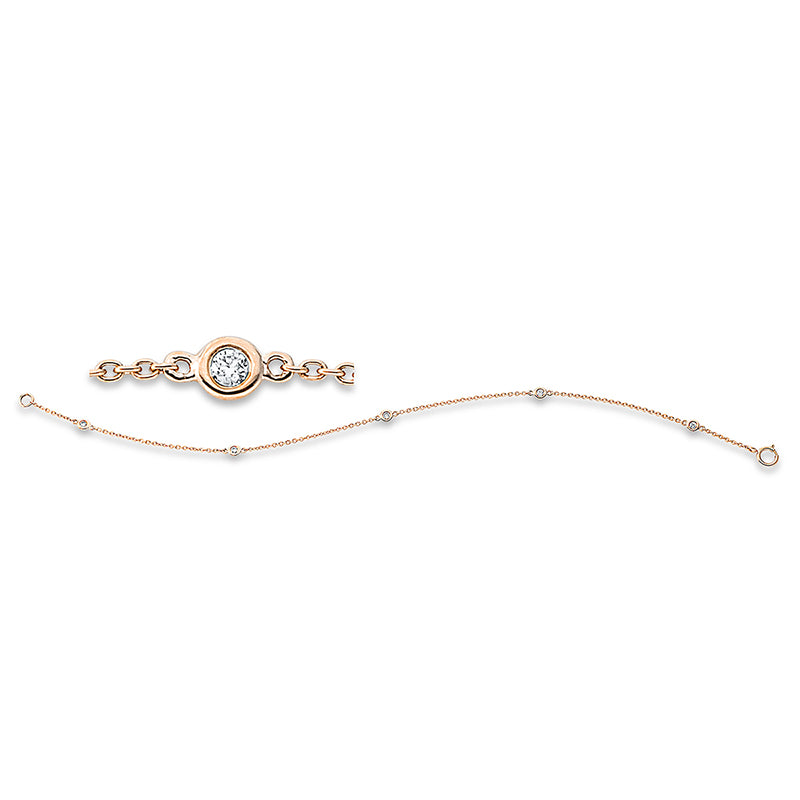 Armband 18 kt RG, 5 Brill. 0,10 ct, W-pi