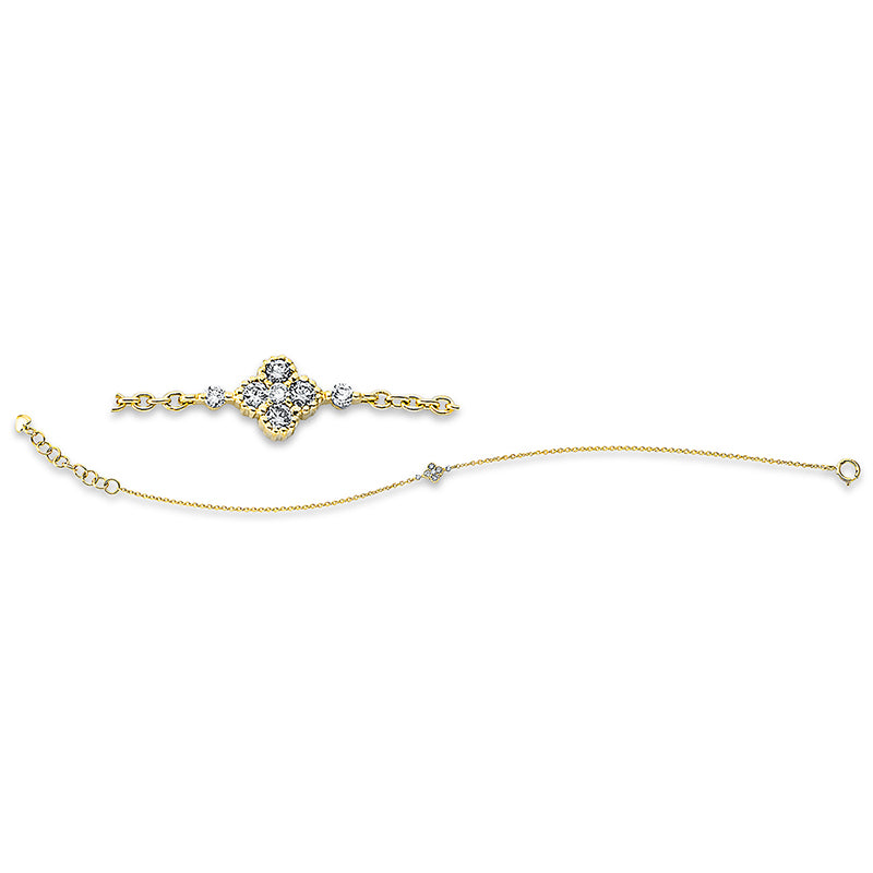 Armband 18 kt GG, 7 Brill. 0,08 ct, W-pi