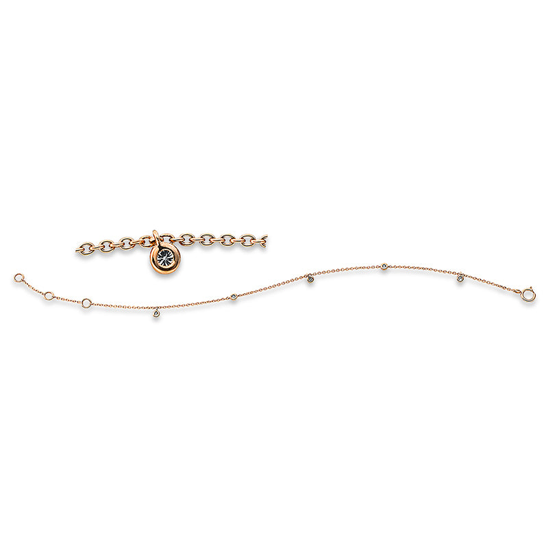 Armband 18 kt RG, 5 Brill. 0,10 ct, W-pi