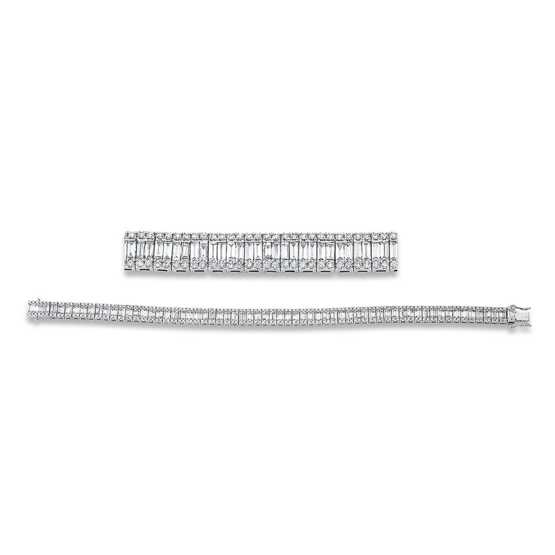 Armband 18 kt WG, 256 Brill. 1,88 ct, TW-si, 128 Bag. 4,86 ct, TW-si