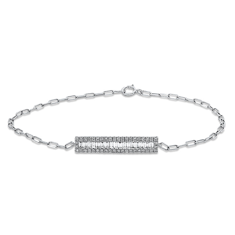 Armband 18 kt WG, 17 Bag. 0,27 ct, TW-si, 44 Brill. 0,21 ct, TW-si